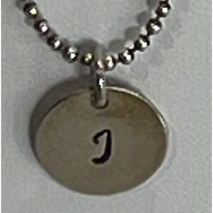 Silver‎ tone J initial charm Necklace